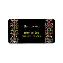 Etiqueta Arte Floral Medieval Iluminada Gótica