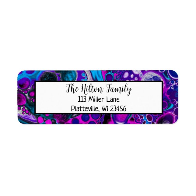 Etiqueta Arte Fluida Azul e Roxo (Frente)