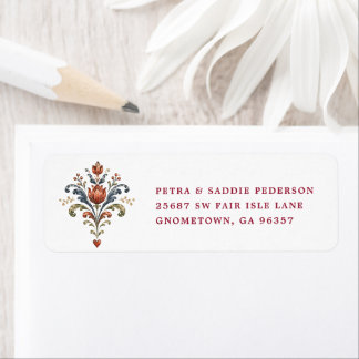 Etiqueta Arte Folclórica Rosemaling Nórdica