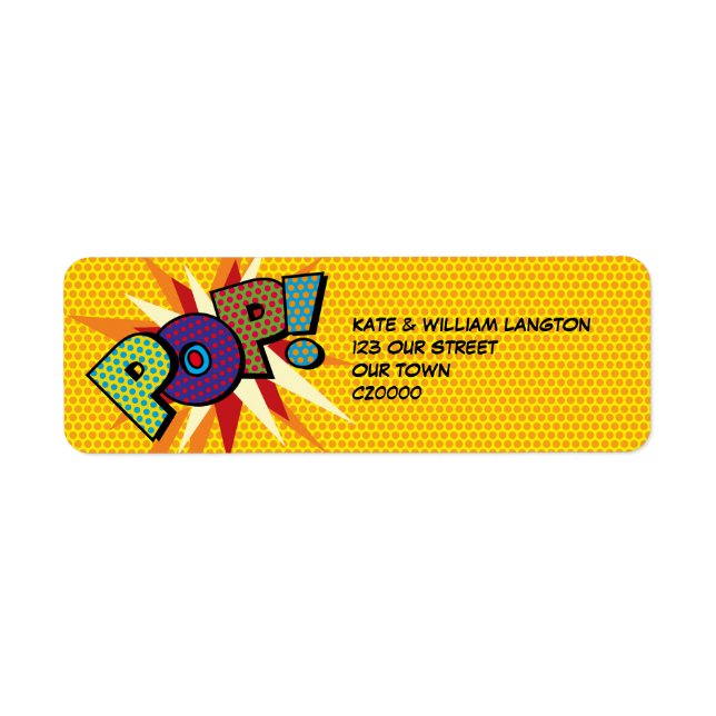 Etiqueta Arte Pop de Quadrinhos Retrô Divertido (Frente)
