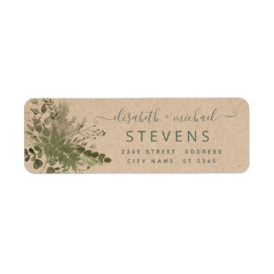 Etiqueta Artesanato aquarela verde eucalyptus casal script