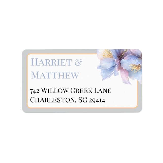 Etiqueta Artistic Pastel Botanical Florals Wedding (Frente)