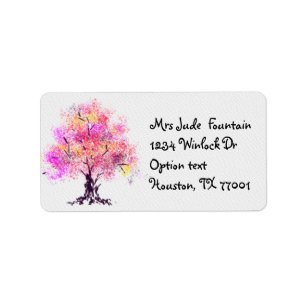 Etiqueta Árvore abstrato do estilo aquarela de desenho manu