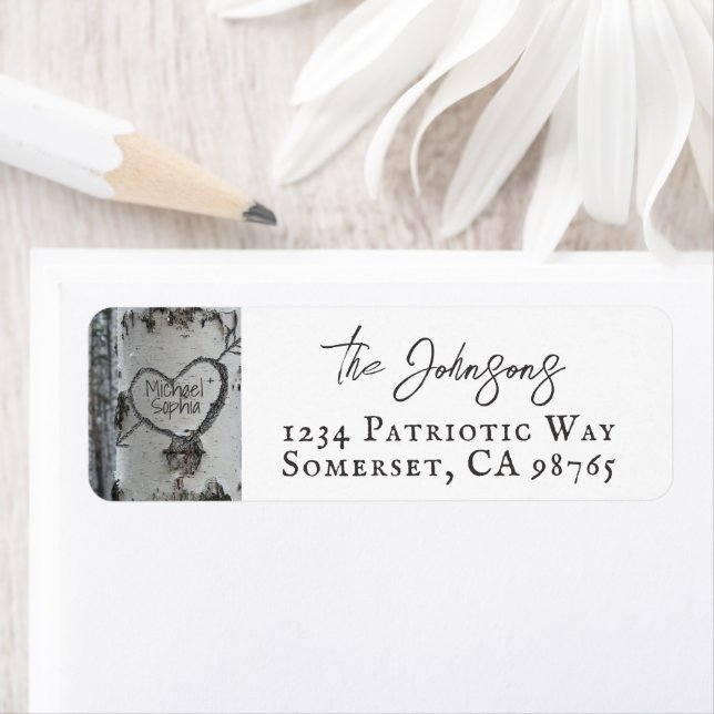 Etiqueta Árvore de Birch Cardíaco Gravada pela Rustic Count (Insitu)