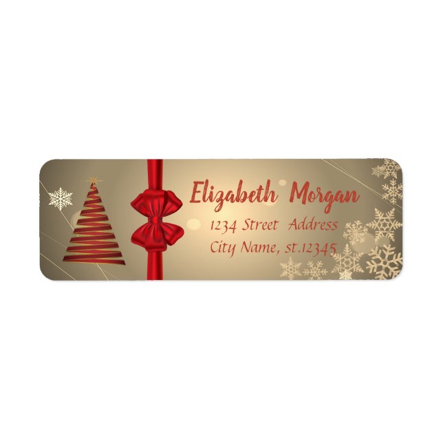 Etiqueta Árvore de Natal, Arco Vermelho, Feriado de Neve (Frente)