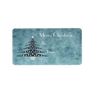 Etiqueta Árvore de Natal azul à moda & elegante