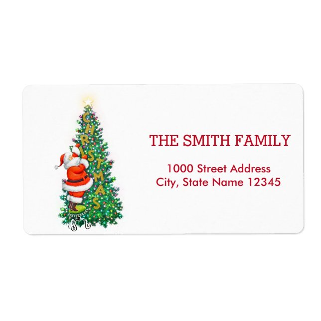 Etiqueta Árvore de Natal com Fundo de Neve (Frente)