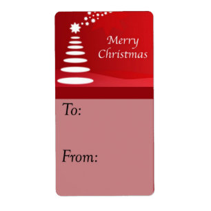 Etiqueta Árvore de Natal da Arte Moderna em Tag Red Gift