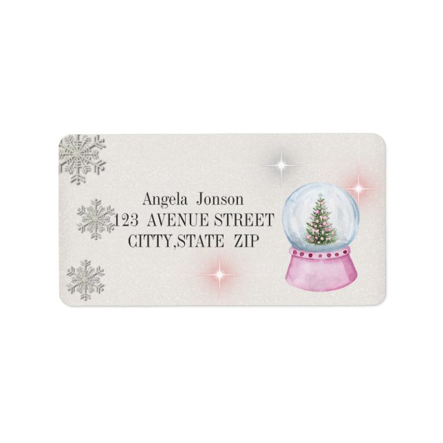 Etiqueta Árvore de Natal de Aquarela,Globo (Frente)