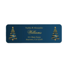 Etiqueta Árvore de Natal Dourada Chic e Elegante para Casam