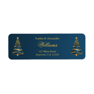 Etiqueta Árvore de Natal Dourada Chic e Elegante para Casam