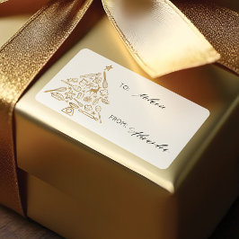 Etiqueta Árvore de Natal Dourada para e de Férias