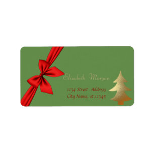 Etiqueta Árvore de Natal Dourado à moda elegante, arco