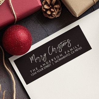 Etiqueta Árvore de Natal e Rena Elegantes Modernos Feliz Na