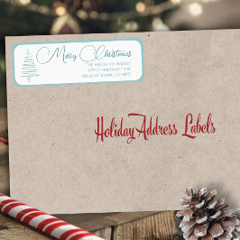 Etiqueta Árvore De Natal Elegante, Azul E Branco