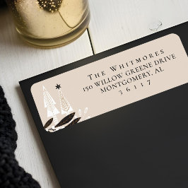 Etiqueta Árvore de Natal Elegante Moderna Floral Evergreen