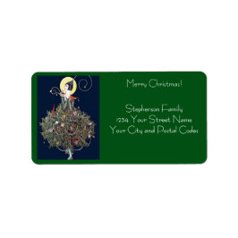 Etiqueta Árvore de Natal Moda Art Déco Endereço Retrô