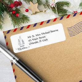 Etiqueta Árvore de Natal Moderna e Minimalista Endereço de 