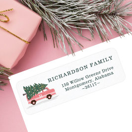 Etiqueta Árvore de Natal Rosa Vintage Van Monograma Branco