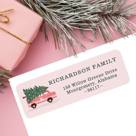 Etiqueta Árvore de Natal Rosa Vintage Van Monograma Rosa