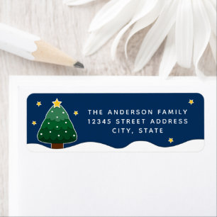 Etiqueta Árvore de Natal Simples e Elegante Starry Night