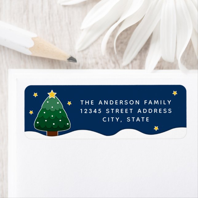 Etiqueta Árvore de Natal Simples e Elegante Starry Night (Insitu)