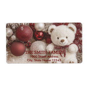 Etiqueta Árvore de Natal Vintage Branco com Brilho de Neve 