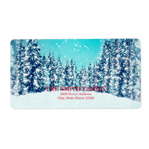 Etiqueta Árvore de Natal Vintage Branco com Brilho de Neve