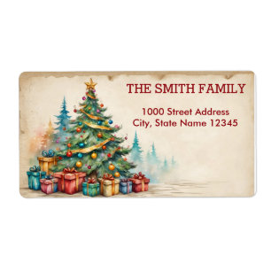 Etiqueta Árvore de Natal Vintage Branco com Purpurina de Fe