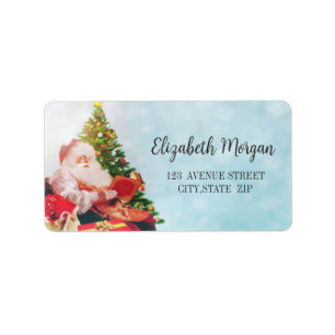 Etiqueta Árvore de Natal Vintage, Papai Noel 