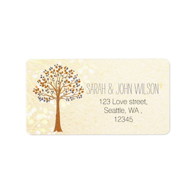 Etiqueta árvore de outono,Rótulo de endereço para devolução (Frente)