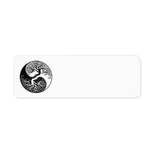 Etiqueta Árvore de vida branca e preta Yin Yang