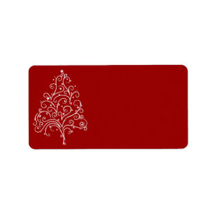 Etiqueta Árvore do White Christmas no vermelho