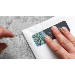 Etiqueta Árvore Elegante de Aquarela de Instrutor de Medita