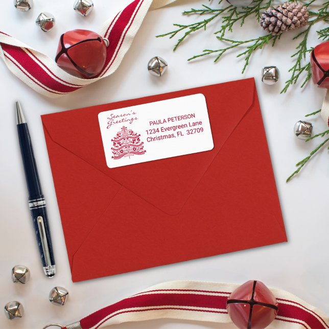 Etiqueta Árvore Nórdica de Natal da Red Scandinavian (Criador carregado)