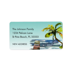 Etiqueta Árvore Palm Aqua Sky Novo Endereço