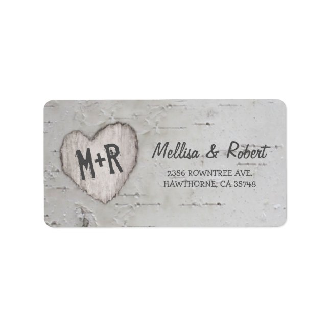 Etiqueta Árvore Rústica de Birch Esculpido (Frente)