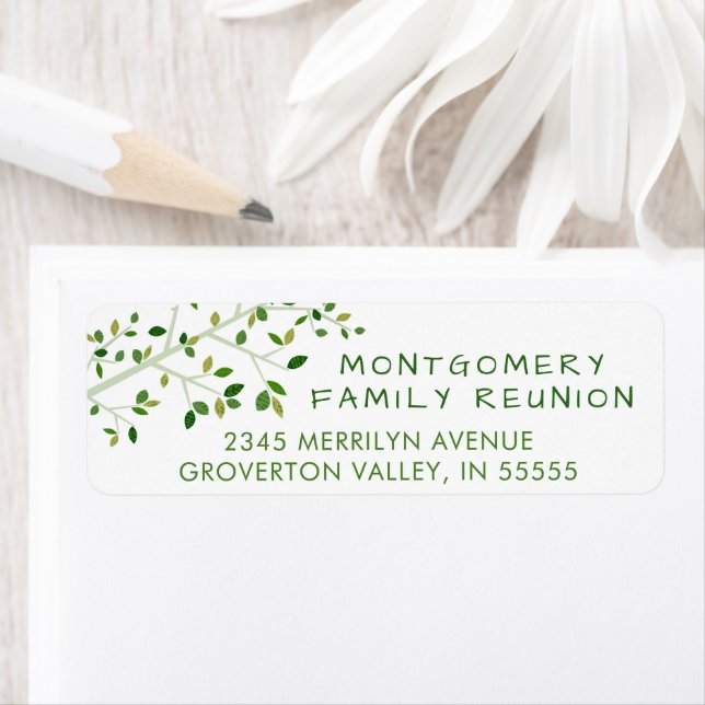 Etiqueta Árvore Verde da Reunião da Família Moderna (Insitu)