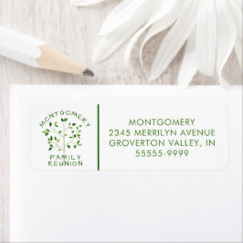 Etiqueta Árvore Verde da Reunião da Família Moderna