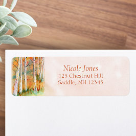 Etiqueta Árvores de Aspen do Autumn Watercolor
