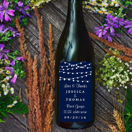 Etiqueta As Luzes De Corda Na Coleção De Casamentos Azuis D