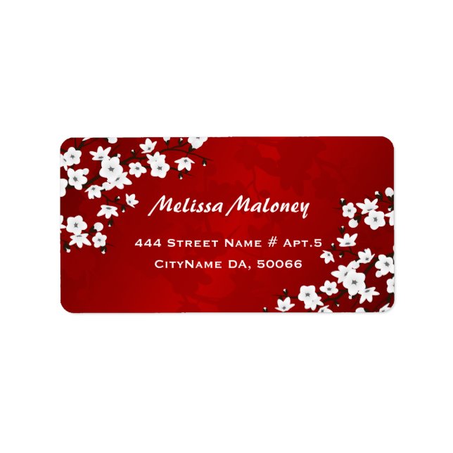 Etiqueta Asia Floral White Chersom Red (Frente)