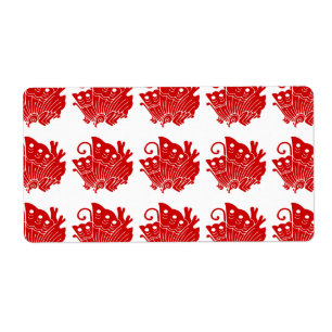 Etiqueta Asian Butterfly Japanese Kamon Design