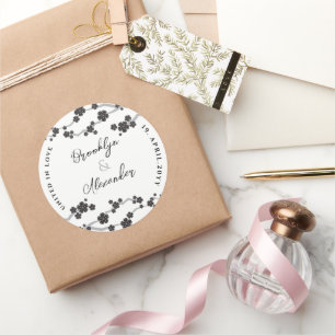 Etiqueta asiática do casamento das flores de