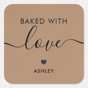 Etiqueta Assado Com Amor, Adesivo Caseiro, Kraft