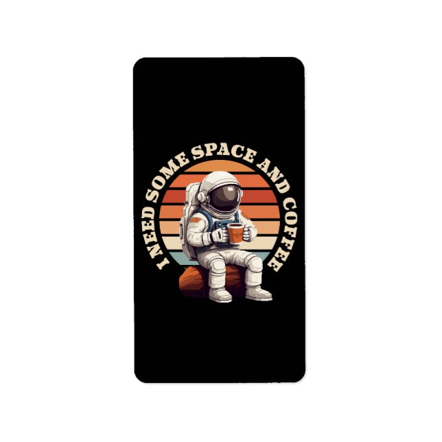 Etiqueta Astronauta Bebendo Café (Frente)