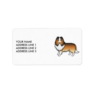 Etiqueta Ativar Texto e Cão de Cartoon Shetland Sheepdog