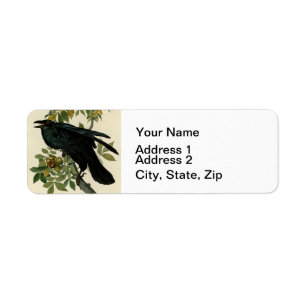 Etiqueta Audubon Raven Bird Classic Trabalho de arte