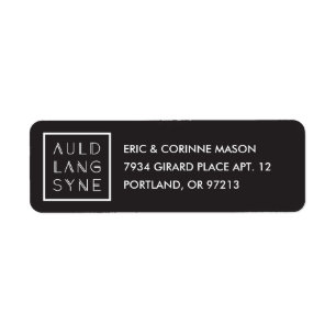 Etiqueta Auld Lang Syne Mailing Label - Preto