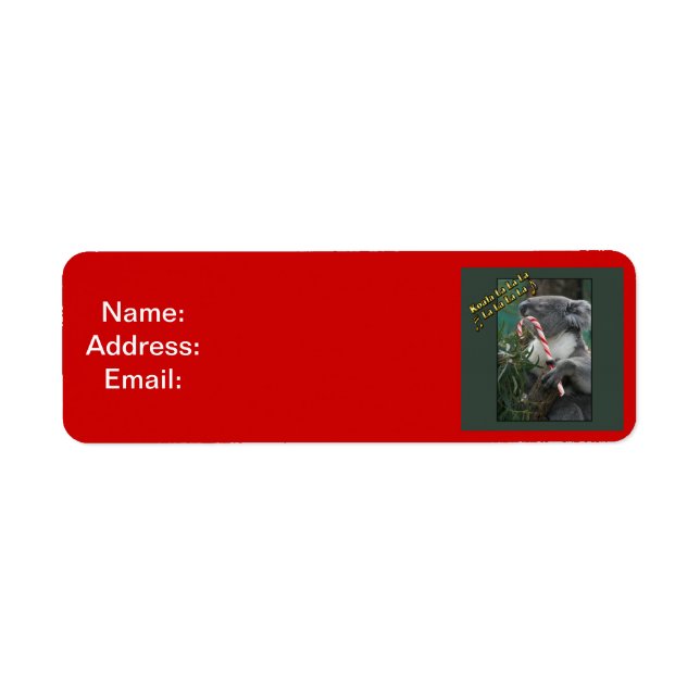 Etiqueta Aussie Christmas Koala com Candy Cane (Frente)